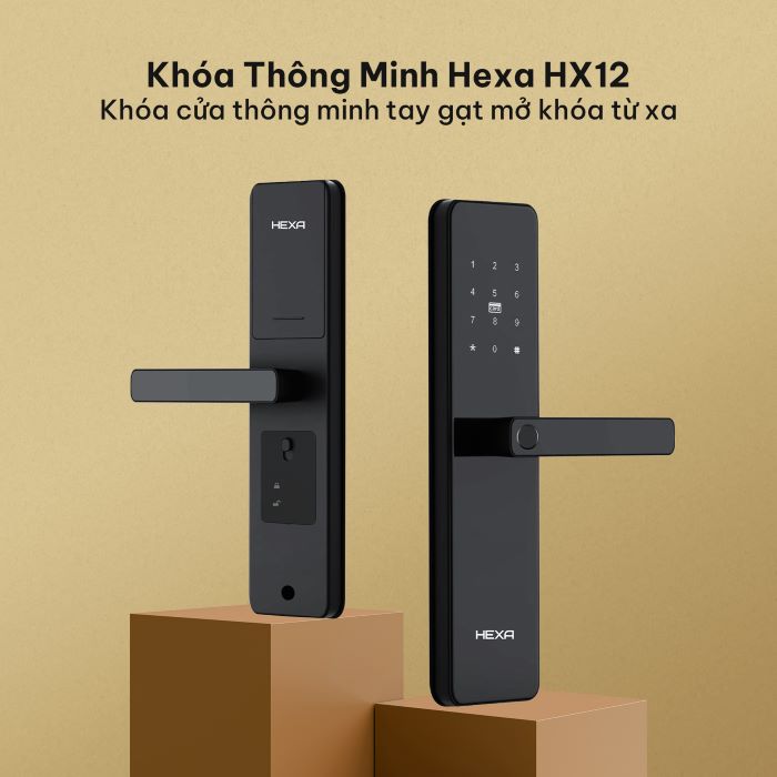 Khóa Vân Tay Hexa HX12 Khóa tay gạt cửa gỗ cửa composite chung cư
