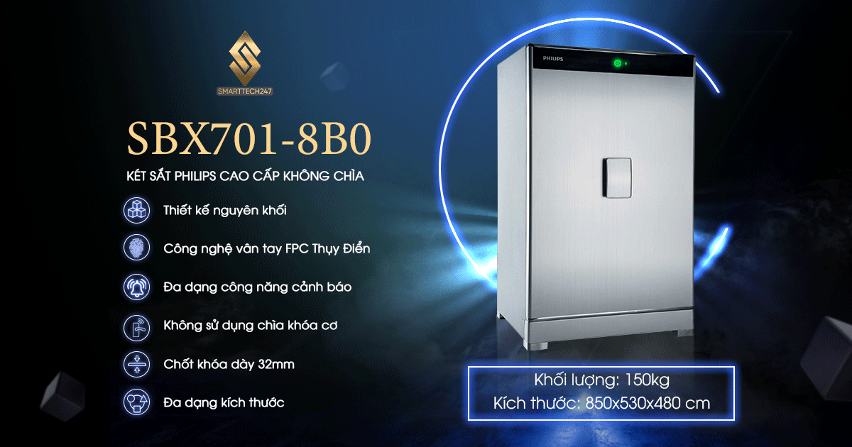Két sắt vân tay thông minh cao cấp Philips SBX701- 8B0 (150kg)