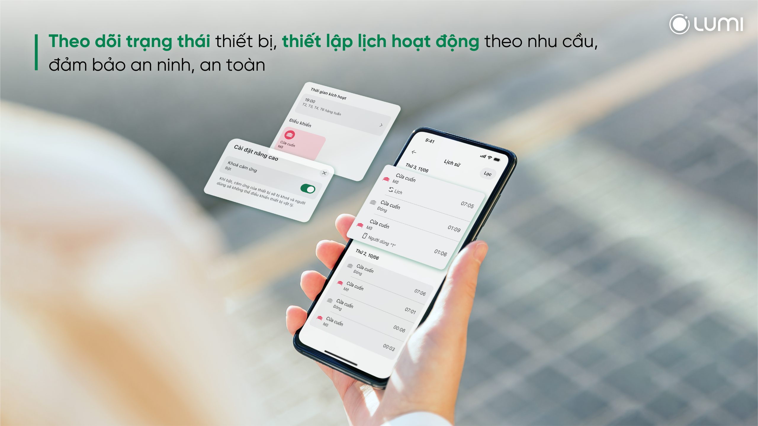 Trải nghiệm tiện nghi - an toàn với công tắc cửa cuốn thông minh Lumi