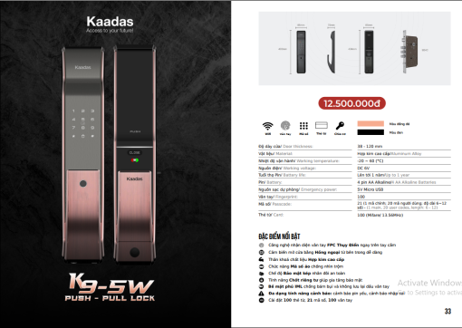 Khóa vân tay Kaadas K9-5W tích hợp Wifi & cảm biến mở cửa - Ảnh 6