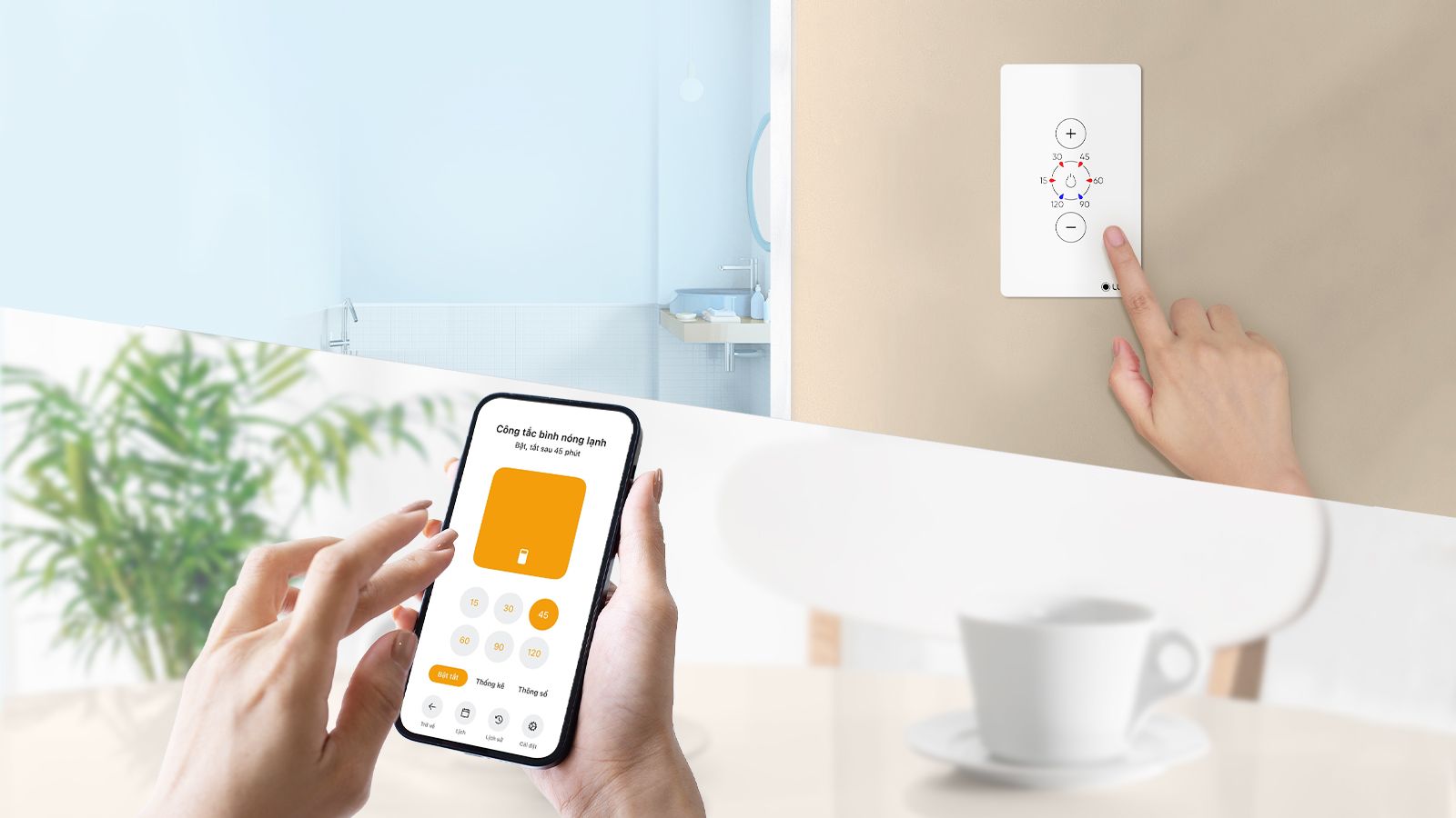 Công tắc bình nóng lạnh Wifi LM-SB/W Hẹn giờ bật, tắt công tắc bình nóng lạnh Lumi
