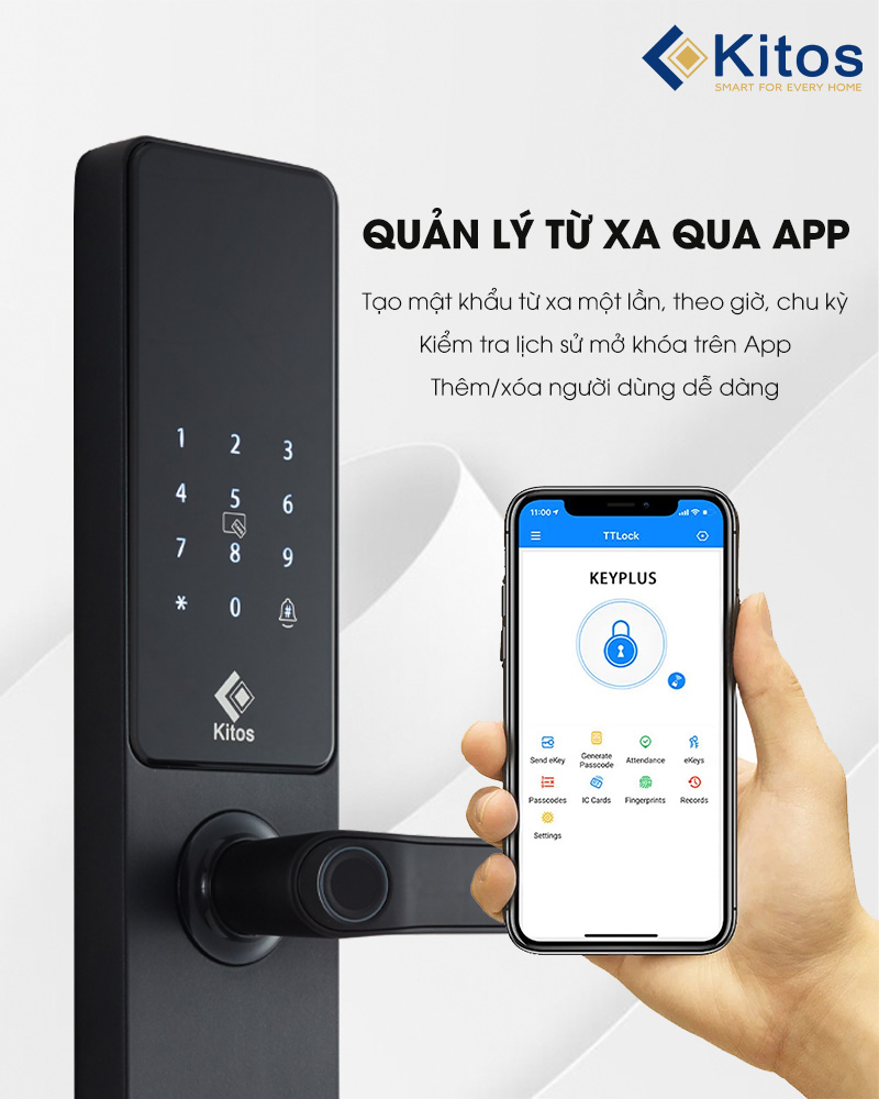 Khóa Kitos KT-E3 Pro Tính năng quản lý người dùng qua app Khóa Kitos KT-E3 Pro